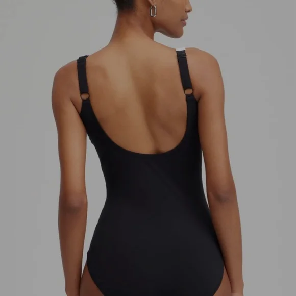 Black and White Striped Swimsuit - Picture 5 of 7